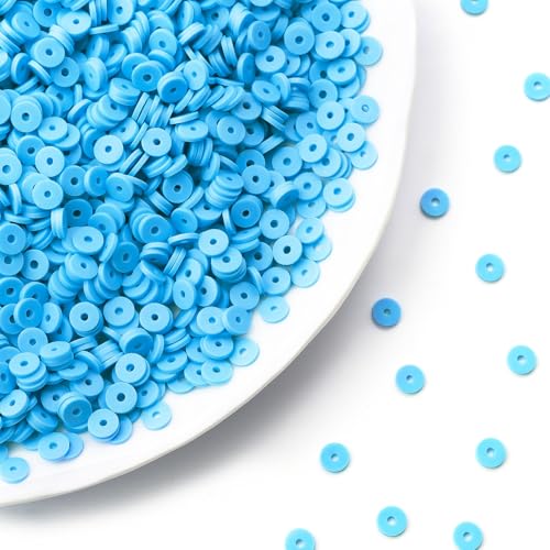 6mm Polymer Clay Beads for Bracelets Making 1000PCS - color: Cyan blue