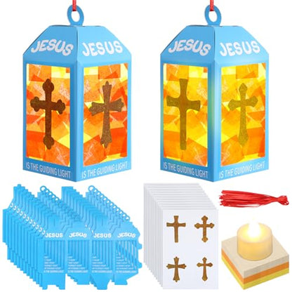 Simgoing 12 Sets Jesus is The Light Sunday School Lantern Crafts - style: Jesus