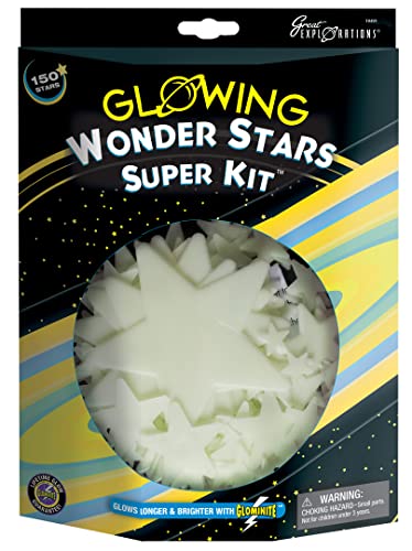 Bundle of Great Explorations: Wonder Stars Super Kit, Glow In The Dark Ceiling Stars. 150 Pieces In 4 Sizes Reusable Sizes + Great Explorations | 3D Glow in the Dark Planets in a Tube, Ages 5 and Up