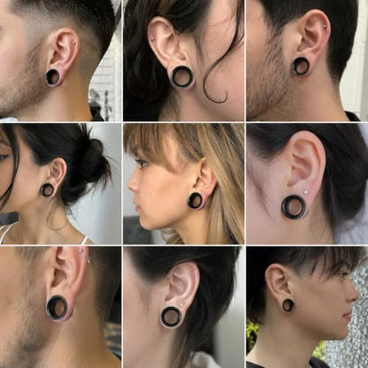 Oyaface 20 PCS Piercing Tunnel Set Soft/Hard Silicone Flesh Ear Plugs 2g-25mm Flexible Ear Stretching Gauge Expander - color: Black(thin)
