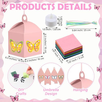 Simgoing 12 Sets Sunday School Butterfly Lantern Crafts with LED Lights - style: Butterfly