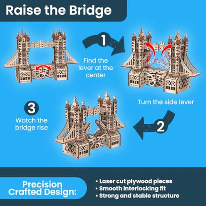 Mr. Playwood Tower Bridge Small Wooden Mechanical 3D Puzzle