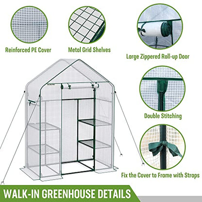 WORKPRO Portable Small Greenhouses(56"x 29"x 77") for Outdoor/Indoor - style: 56" L X 28" W X 77" H- Walk in Small
