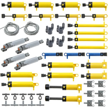 ASTEM 49pcs Pneumatic Technic-Parts Kit Compatible with Toy Pneumatic Cylinders-Air-Pump Pressure Rod Switch Piston Hose Technic Linear Actuator MOC-Spare-Parts.