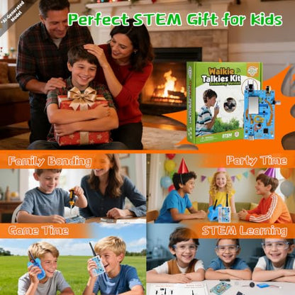 eUda+ STEM Walkie-Talkies Kit Stem Toys for Ages 8-13-15-18+ Building Toys for Boys Age 8-12-14-16-17+ Science Experiments for Kids 9-12 DIY Kits for Kids Teenage Girl Gifts (Assembly Version, BTB) - size: Assembly Version, Bear-Transparent Blue (BTB)