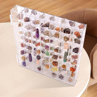 Adjustable Seashell Display Case Box Large Rock Fossil Arrowhead Case - size: Large Vertical 56-Room Display Case-New
