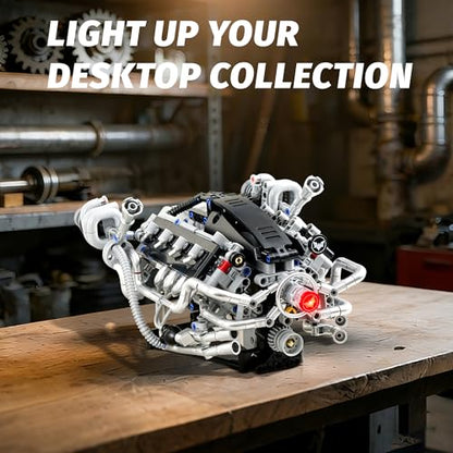 V8 Engine Model Kit, Mini V8 Engine Kit that Runs for Kids Adults (770PCS） - size: Small