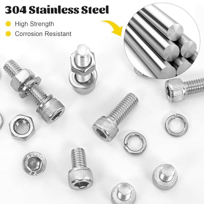 1220PCS M3M4M5M6 Metric Hex Socket Head Screws Assortment Kit - size: SS M3M4M5M6 1220pcs