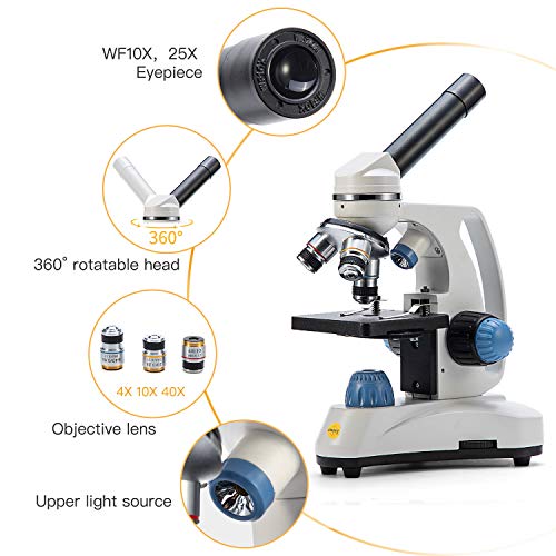 SWIFT Microscope SW150,Compound Student Microscope,40X-1000X,Monocular Head,Coarse & Fine Focusing,Dual Illumination,Cordless-Capable with Eyepiece Camera and Software Windows and Mac Compatible