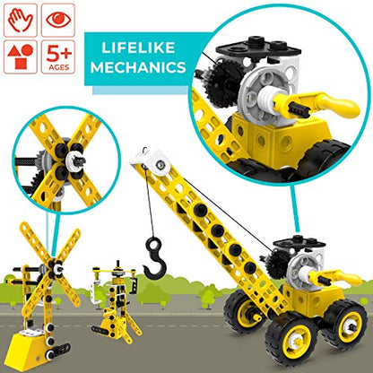 Mobius STEM Building Toy Set, 100 Pieces, 8-in-1 DIY Kit, Ages 5+ - color: Yellow & Black - 8-in-1 - 100 Pcs