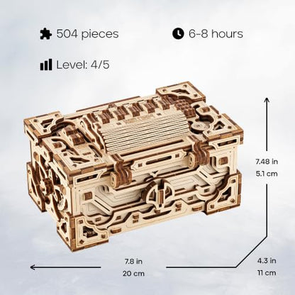 Wood Trick Enigma Chest Puzzle Box 3D Wooden Puzzles for Adults to Build - color: Enigma Chest