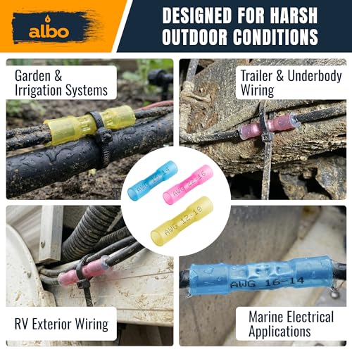 ALBO Heat Shrink Crimp Connectors (Butt 500Pcs Red 22-16 AWG) - color: Butt 500Pcs Red 22-16 AWG