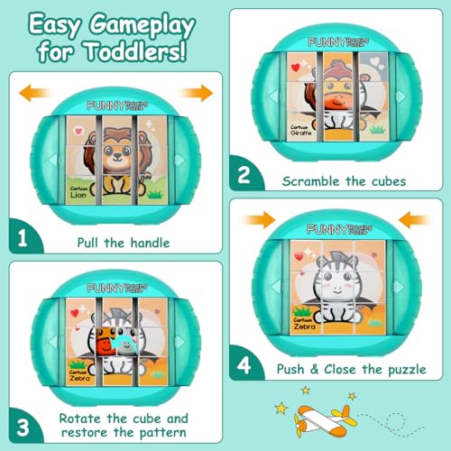 Rotating Puzzle for Toddlers Kids 3+, Travel Essentials Toys - color: Animal