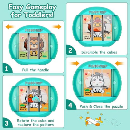 Rotating Puzzle for Toddlers Kids 3+, Travel Essentials Toys - color: Animal