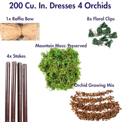 SuperMoss (90460 Orchid Potting Kit, Complete Orchid Care Set with Preserved Moss, Orchid Bark, Floral Clips and Stakes, 200 Cu. in., Mountain Moss, Green - size: 200 Cu. In., style: Mountain Moss