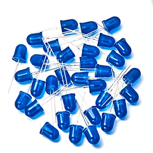 CHANZON 50 pcs 10mm Blue Diffused LED Diode Lights (DC 3V 20mA) - color: H) Blue-blue (50pcs)