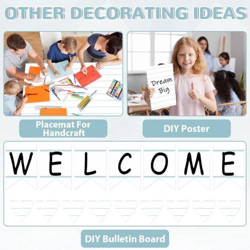 Qyeahkj Composition Bulletin Board Paper Roll Notebook Blue Lined Bulletin Background Decor Fade Resistant Classroom Decorations Poster Art Craft Home Wall Education Supplies 17.7in x 20ft - style: Lined