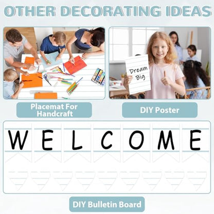 Qyeahkj Composition Bulletin Board Paper Roll Notebook Blue Lined Bulletin Background Decor Fade Resistant Classroom Decorations Poster Art Craft Home Wall Education Supplies 17.7in x 20ft - style: Lined