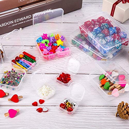 SATINIOR 48 Packs Clear Small Plastic Containers Transparent Storage Box with Hinged Lid for Small Items Crafts Jewelry (2.12 x 2.12 x 0.79 Inches) - size: 2.12 x 2.12 x 0.79 in