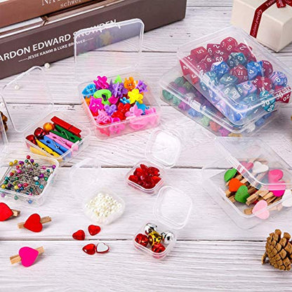SATINIOR 48 Packs Clear Small Plastic Containers Transparent Storage Box with Hinged Lid for Small Items Crafts Jewelry (2.12 x 2.12 x 0.79 Inches) - size: 2.12 x 2.12 x 0.79 in