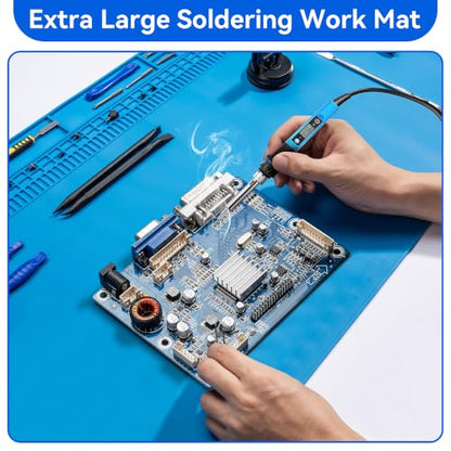 Kaisi KS813 Extra Large Soldering Mat, Heat Resistant Silicone Solder Mat - color: Blue, size: 34" x 16"