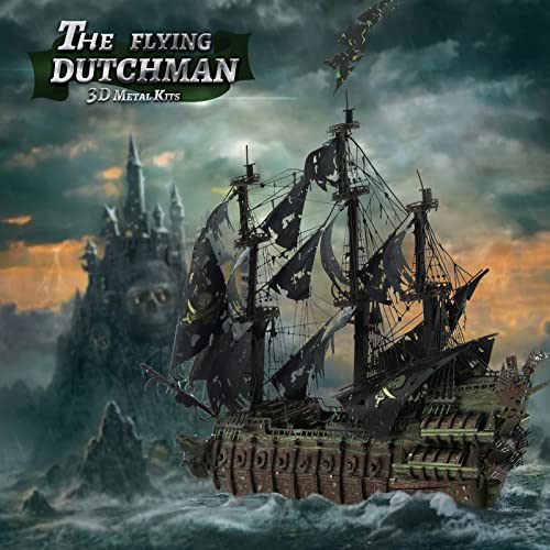 Piececool Metal 3D Puzzles for Adults, Flying Dutchman Pirate Ship Model Kits, 3D Watercraft Model Building Kit, DIY Craft Kits Difficult 3D Puzzles for Family Time, Great Christmas Birthday Gifts - color: Flying Dutchman