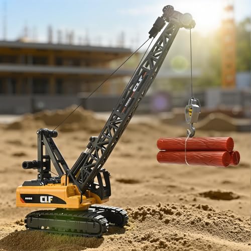 Construction Crane Toys for Boys,Crawler Cranes Truck Toy with Rotatable Fuselage Workbench and Liftable Robotic Arm,Cranes Truck with Simulated Lights,Crane Toys for Boys Age 4-7 - color: Crane