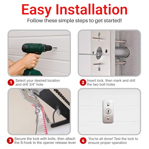 Universal Garage Door Emergency Release Lock Cable, Garage Door Opener Quick Release Lock Disconnect Key Lock