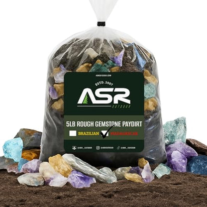 ASR Outdoor 14pc Gemstone Paydirt Rocks and Minerals Collection of 5lb Madagascar Genuine Rough Gems - style: 14pc Madagascar Kit