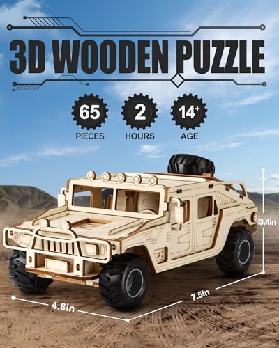 3D Wooden Puzzles Off-Road Model Car Kits to Build for Adults