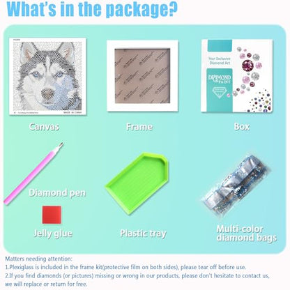 Libfx Diamond Art Kits for Kids with Frame Diamond Art for Girls Boys Beginners Arts and Crafts Birthday Gifts (Husky) - color: Husky