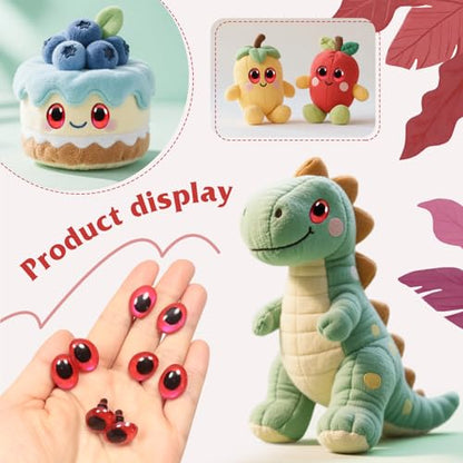 TOAOB 28pcs Oval Safety Eyes with Washers 13 x 18mm Stuffed Animals Craft Plastic Pink Red Doll Eyes for DIY Amigurumis Crochet Puppet Making - color: Pink