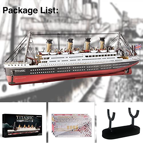 Piececool 3D Puzzles for Adults, Titanic Metal Ship Model Building Kits, Difficult Watercraft Cruise DIY Arts and Crafts Birthday Gifts for Men Women Couples Desk Decor - style: Titanic