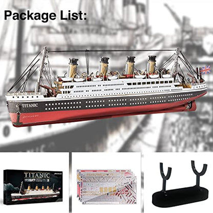 Piececool 3D Puzzles for Adults, Titanic Metal Ship Model Building Kits, Difficult Watercraft Cruise DIY Arts and Crafts Birthday Gifts for Men Women Couples Desk Decor - style: Titanic