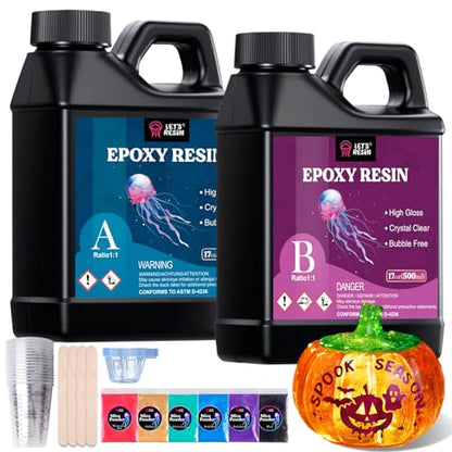 LET'S RESIN 34oz Crystal Clear Epoxy Resin, Casting Resin for Beginners - size: 34oz