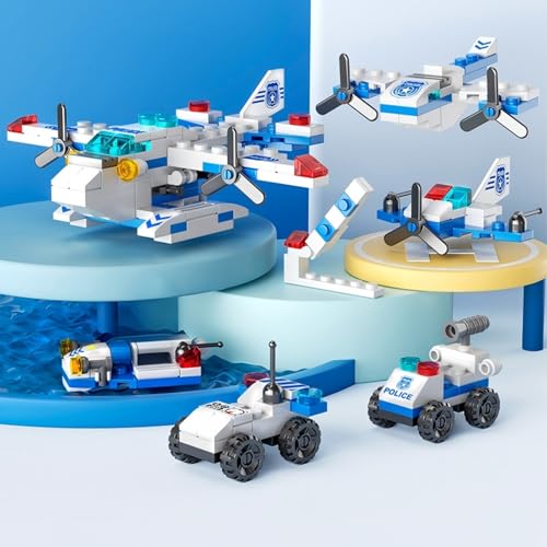 Sky Police Airplane Building Blocks Toy – 137 PCS STEM Construction Set, 7-in-1 Transformable Model Kit for Kids Ages 6-12, Creative Aircraft Toys for Boys & Girls (Police, Rescue, Fighter Jet) - color: Air Defense and Rescue