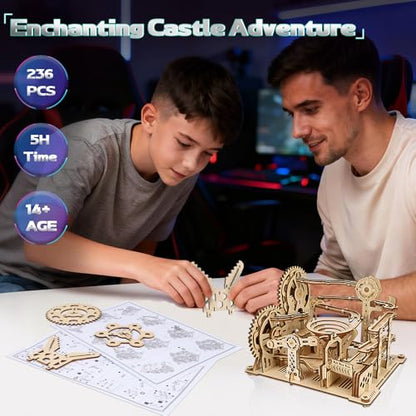 Upgraded Motorized 3D Wooden Puzzles for Adults Marble Run Set, 236-Piece Mechanical Model Kit, STEM Building Project & Unique Gift for Men, Women, Teens, Christmas Birthday Gift