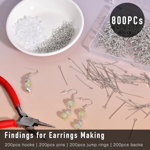 800PCs Fish Hooks & Pins, Earring Making Kit (Fish Hook Silver) - color: Fish Hook Silver (800pcs)