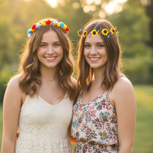 KorViSHOW DIY Flower Crowns Making Kit, 149 Pcs Floral Headband Making Kit - style: Sunflower DIY Flower Crowns