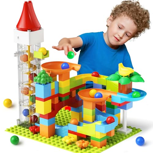 burgkidz Marble Run Building Blocks: 90-PCS Motorized Elevator - size: Marble Run Building Blocks: 90 PCS