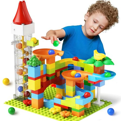 burgkidz Marble Run Building Blocks: 90-PCS Motorized Elevator - size: Marble Run Building Blocks: 90 PCS