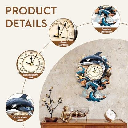3D Wooden Puzzles for Adults-Killer Whale Clock Puzzle-Adult Craft - color: Killer Whale Clock