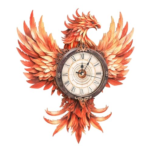 3D Puzzles for Adults, Fire Phoenix Wall Clock 3D Wooden Puzzles Clock Kits for DIY Birthday Gift for Women Men Home Decor Holiday Christmas - color: Fire Phoenix