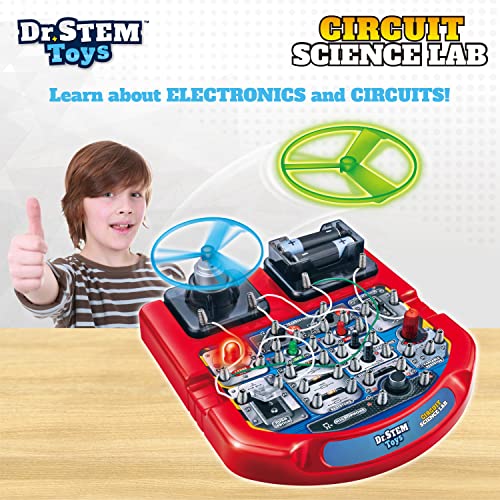 Dr. STEM Toys Circuit Board for Kids | Fun Educational Science Kit with Real Wires, LED Lights & a Fan that Actually Flies | Includes 18 Cool Science Experiments for Boys & Girls Ages 8 & Up