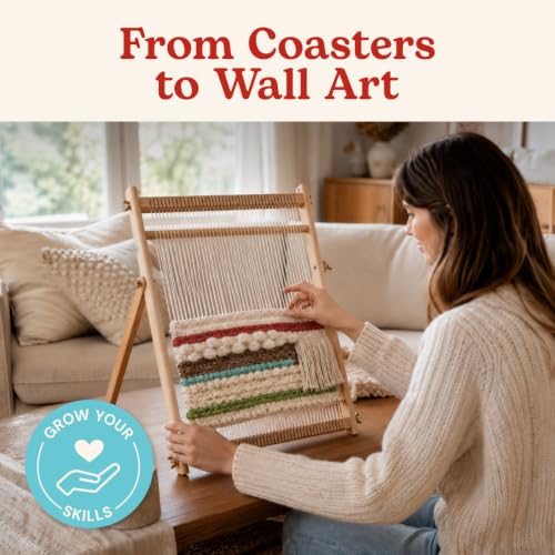 Lily & Oak Weaving Loom for Adults & Kids - Weaving Loom Kit | Beginner-Friendly Table Loom & Lap Loom with Yarn, Tools & Instructions | Wooden Loom for Multicraft Projects (19.6 x 15.8 inches) - size: Large