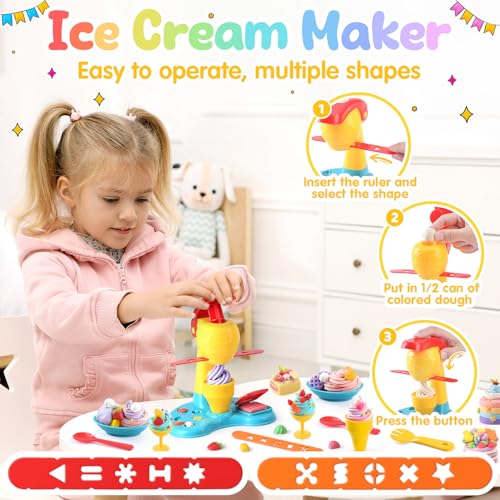 PLAY 2 in 1 Color Dough Kitchen Creations Set, Ice Cream & Noodle Maker - color: Yellowish Purple