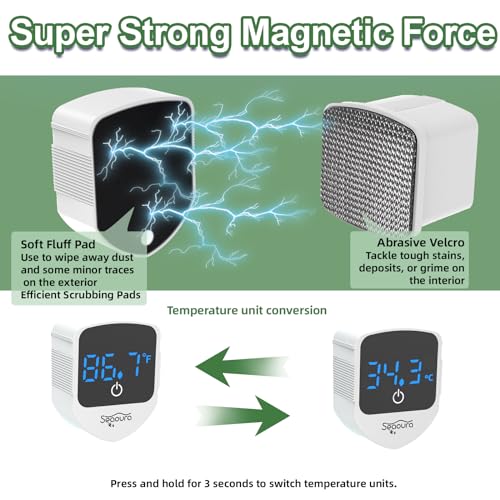 SEAOURA 2-in-1 Aquarium Magnetic Cleaner with Digital Thermometer Floating - color: White