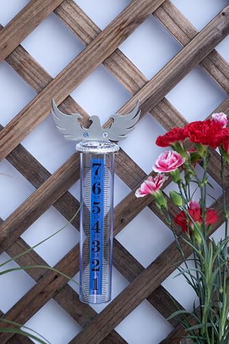 7" Rain Gauge Outdoor, Upgraded Accurate Plastic Tube Best Rated with Eagle Shape Rack, Decorative Eagle Rain Measure Tool for Garden, Lawn, Patio (Style B) - style: Style B
