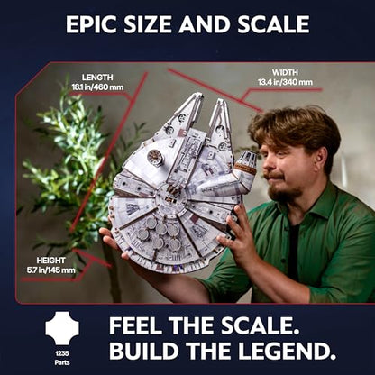 UGEARS Star Wars ™ Millennium Falcon™ Wooden 3D Puzzles for Adults - DIY Mechanical Model Kit, 3D Puzzle Brain Teaser Puzzles for Adults, Wood Model Building Kits, Hobbies for Men and Women
