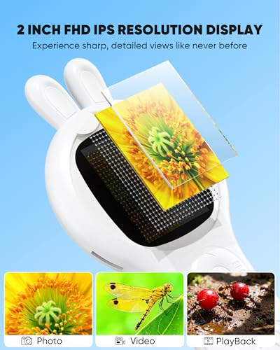 Microscope for Kids, Portable Digital Microscope with 500X Magnifying Glass, Handheld Camera Mini Pocket Magnification, Educational Christmas Birthday Gifts for Ages 4 5 6 7 8 9 10 11 12 - color: Milky white Rabbit